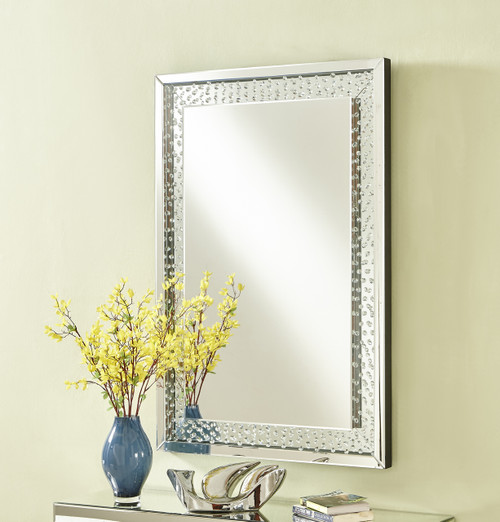 Elegant Decor MR9101 Sparkle 24 in. Contemporary Crystal Rectangle Mirror in Clear