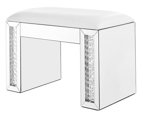 Elegant Decor MF91018 26 inch Crystal Vanity Leather stool in Clear Mirror Finish