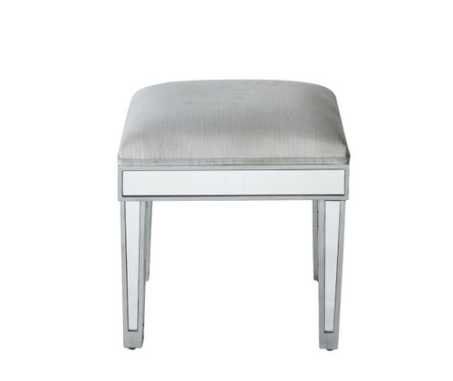 ELEGANT DECOR MF72007  Dressing stool 18in. Wx 14in. D x 18in. H in antique silver paint