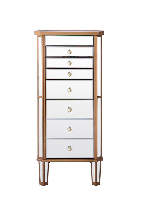 ELEGANT DECOR MF6-1103GC 7 Drawer Jewelry Armoire 18 in. x 12 in. x 41 in. in Gold Clear