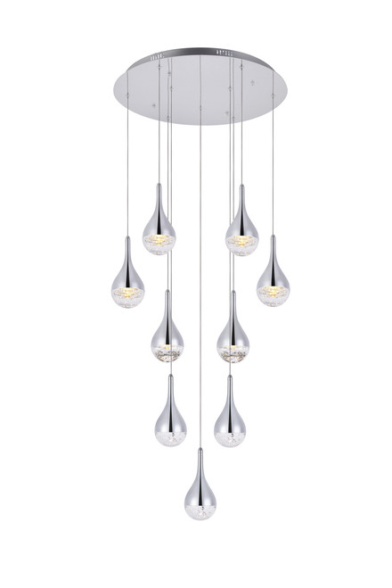 Elegant Lighting 3809D24C Amherst Collection LED 9-light chandelier 24in x 9in chrome finish