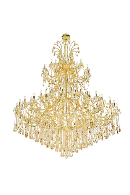 ELEGANT LIGHTING 2803G120G-GS/RC  Maria Theresa 84 light Gold Chandelier with Golden Shadow tear drop crystals Golden Shadow (Champagne) Royal Cut Crystal