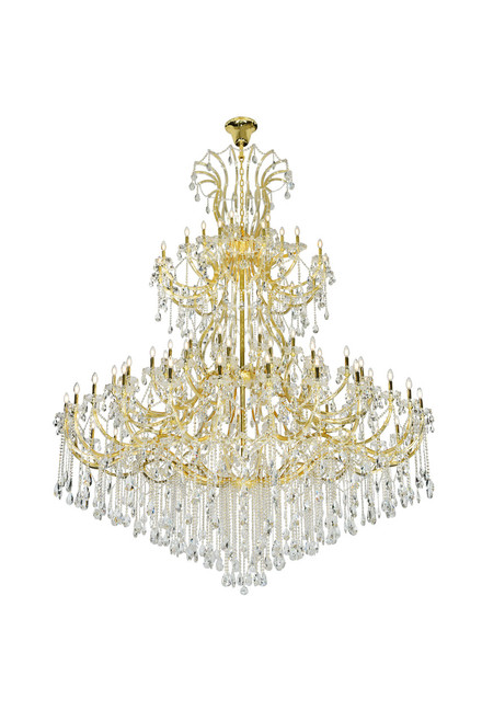 ELEGANT LIGHTING 2803G120G/RC  Maria Theresa 84 light Gold Chandelier with clear tear drop crystals Clear Royal Cut Crystal
