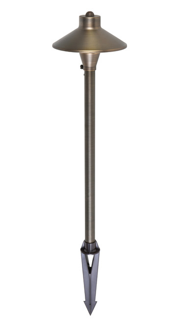 Elitco Lighting P801 PATH LIGHT D7 H24 ANTIQUE BRASS INCLUDES STAKE G4 HALOGEN 20W(LIGHT SOURCE NOT INCLUDED)