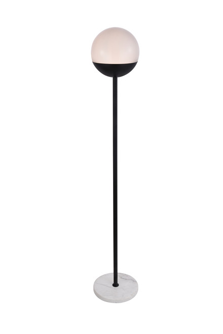 Living District LD6146BK Eclipse 1 Light Black Floor Lamp With Frosted White Glass