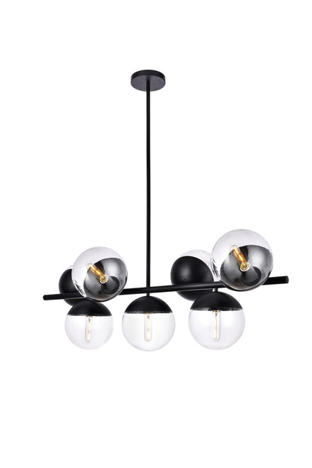 Living District LD6135BK Eclipse 7 Lights Black Pendant With Clear Glass