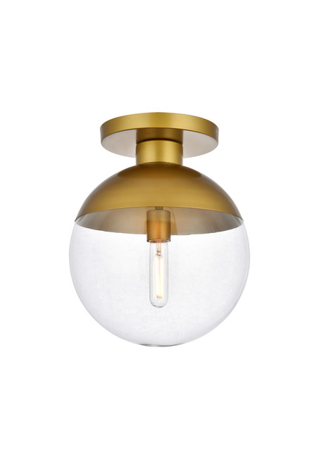 Living District LD6067BR Eclipse 1 Light Brass Flush Mount With Clear Glass