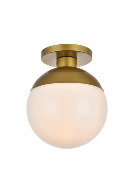 Living District LD6060BR Eclipse 1 Light Brass Flush Mount With Frosted White Glass
