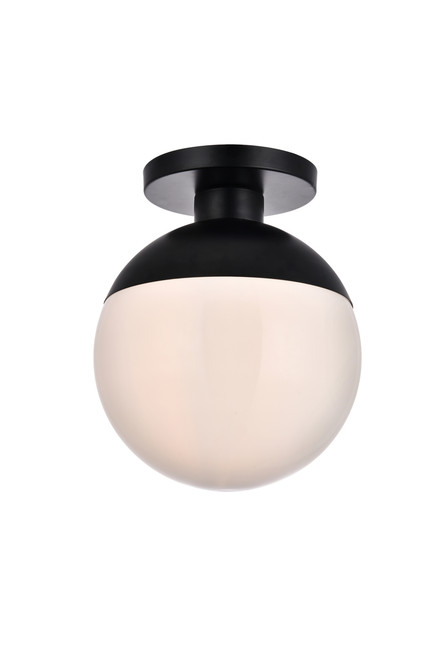 Living District LD6056BK Eclipse 1 Light Black Flush Mount With Frosted White Glass