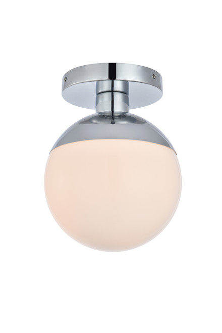 Living District LD6052C Eclipse 1 Light Chrome Flush Mount With Frosted White Glass