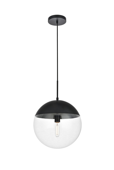 Living District LD6045BK Eclipse 1 Light Black Pendant With Clear Glass