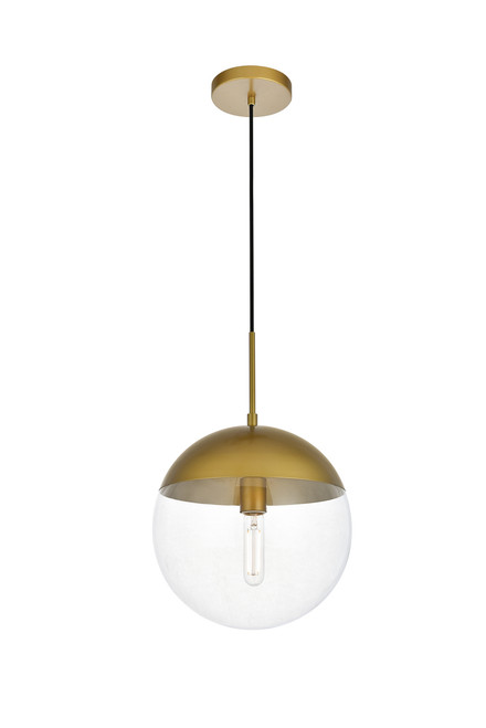 Living District LD6043BR Eclipse 1 Light Brass Pendant With Clear Glass