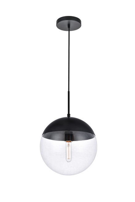 Living District LD6039BK Eclipse 1 Light Black Pendant With Clear Glass
