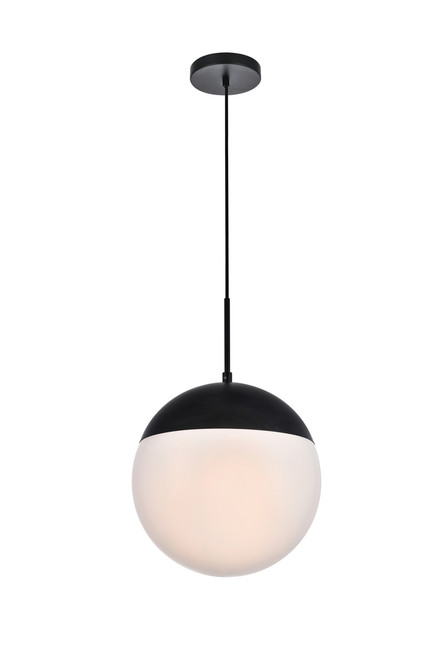 Living District LD6038BK Eclipse 1 Light Black Pendant With Frosted White Glass