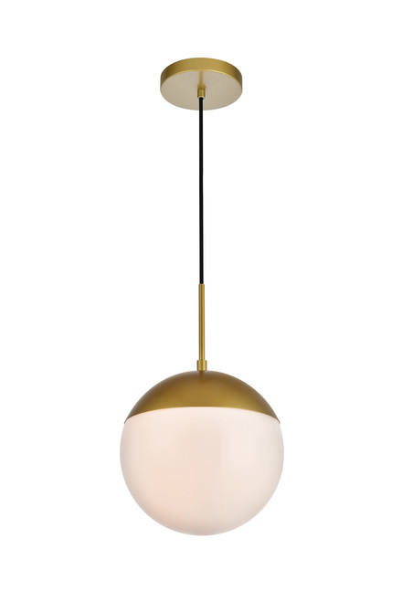 Living District LD6036BR Eclipse 1 Light Brass Pendant With Frosted White Glass