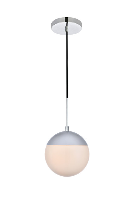 Living District LD6028C Eclipse 1 Light Chrome Pendant With Frosted White Glass