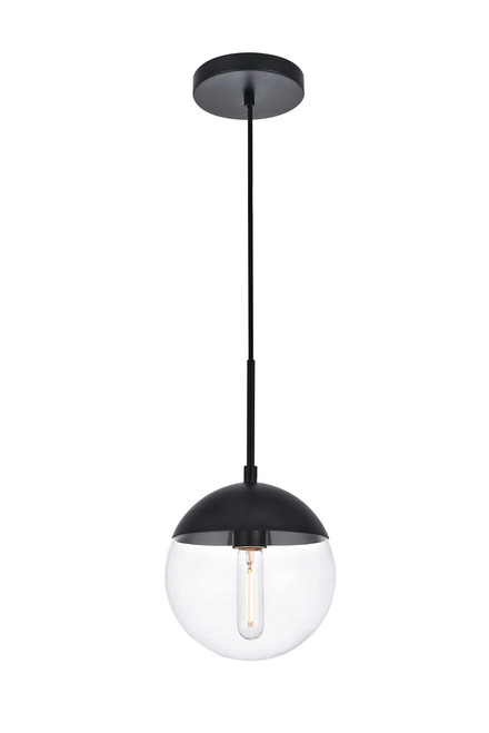 Living District LD6027BK Eclipse 1 Light Black Pendant With Clear Glass