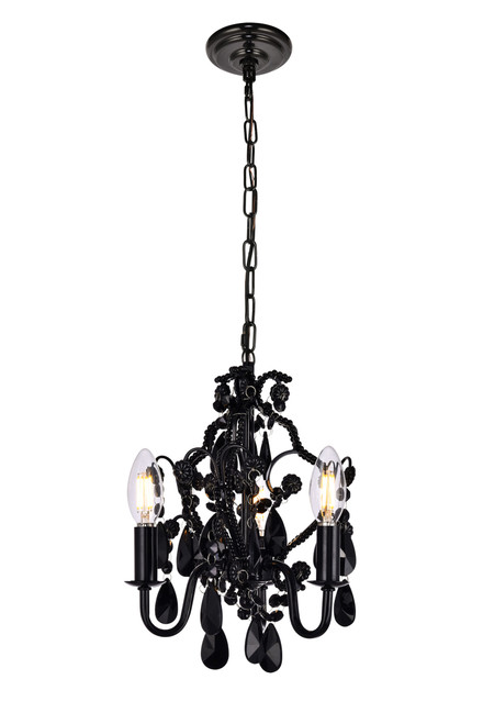 Living District LD5019D9BK Karter Collection Pendant D9.5 H12.2 Lt:3 polished Black Finish