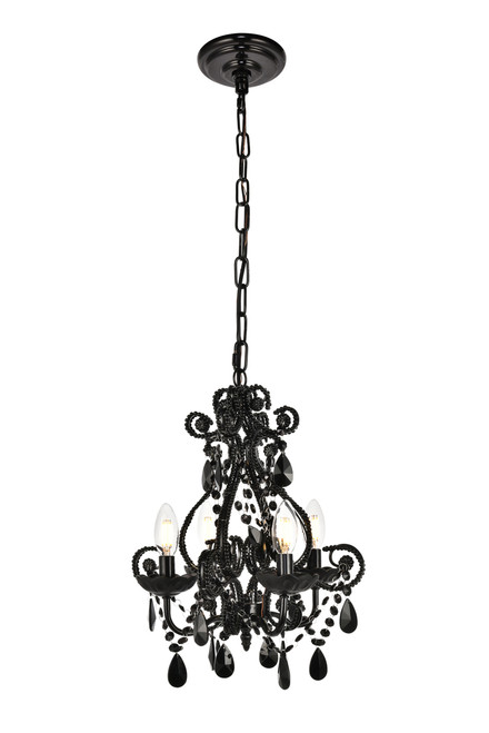 Living District LD5018D12BK Kato Collection Pendant D12.6 H16.3 Lt:4 polished Black Finish