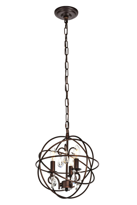 Living District LD5015D12DCB Wallace Collection Pendant D11.8 H13.8 Lt:3 Dark Copper Brown Finish