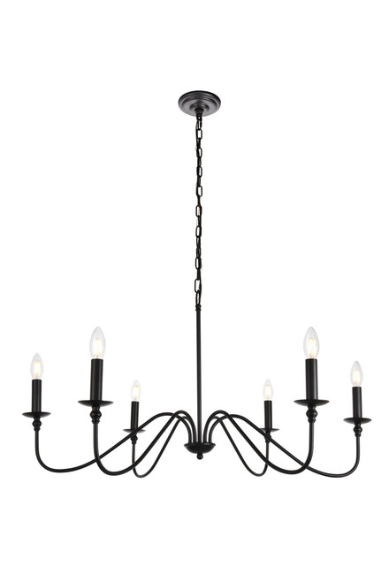 Living District LD5006D36MB Rohan Collection Chandelier D36 H19 Lt:6 Matte Black Finish