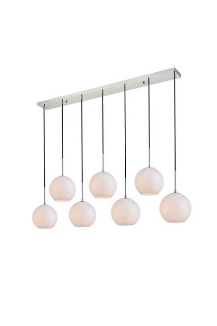 Living District LD2231C Baxter 7 Lights Chrome Pendant With Frosted White Glass