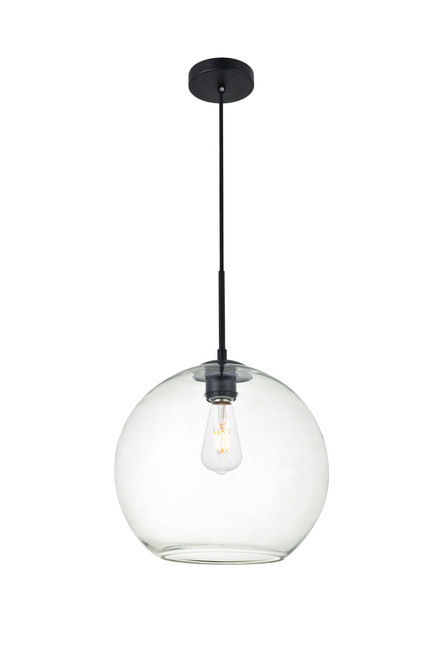 Living District LD2224BK Baxter 1 Light Black Pendant With Clear Glass