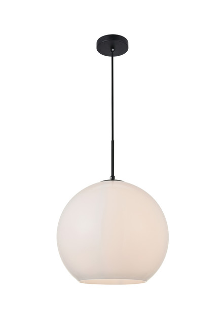 Living District LD2217BK Baxter 1 Light Black Pendant With Frosted White Glass