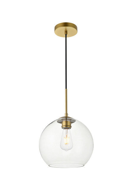 Living District LD2212BR Baxter 1 Light Brass Pendant With Clear Glass