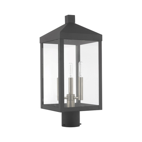 LIVEX LIGHTING 20592-76 3 Light Scandinavian Gray Outdoor Post Top Lantern