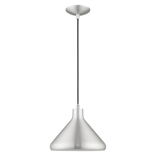 LIVEX LIGHTING 41178-66 1-Light Mini Pendant, Brushed Aluminum