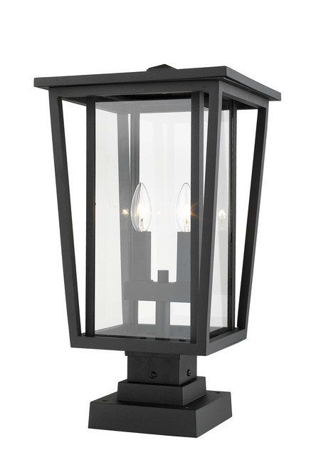 Z-LITE 571PHBS-SQPM-BK 2 Light Outdoor Pier Mounted Fixture