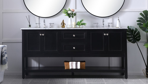 Elegant Decor VF27072BK 72 in. double sink bathroom vanity set in Black Elegant Decor VF27072BK 72 in. double sink bathroom vanity set in Black