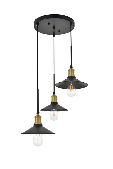 Living District LD4033D20BRB Etude 3 light brass and black Pendant