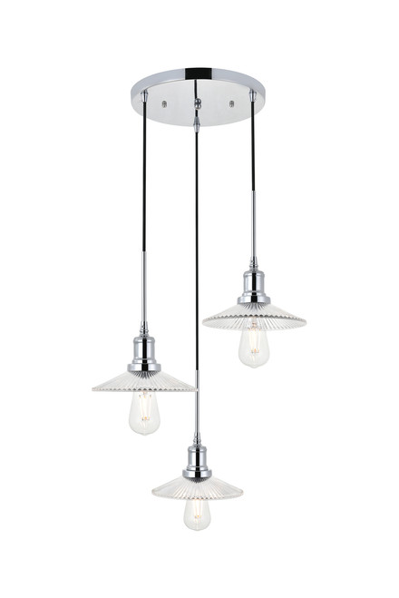 Living District LD4040D19C Waltz 3 light chrome Pendant