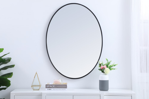 Elegant Decor MR4630BK Eternity Metal frame oval mirror 40 inch in Black
