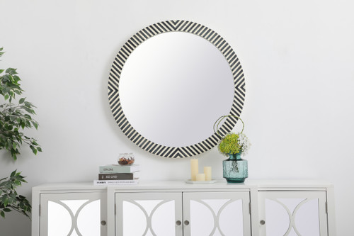 Elegant Decor MR53636 Colette Round mirror 36 inch in Chevron