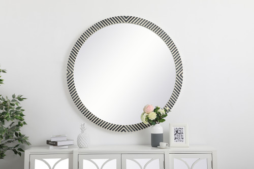 Elegant Decor MR54848 Colette Round mirror 48 inch in Chevron