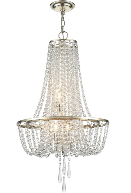 CRYSTORAMA ARC-1907-SA-CL-MWP Arcadia 4 Light Antique Silver Chandelier