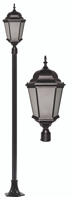 DABMAR LIGHTING GM2301-LED20-B-FR POST TOP FIXTURE W/ FROSTED GLASS LED 20W 85-265V, Black