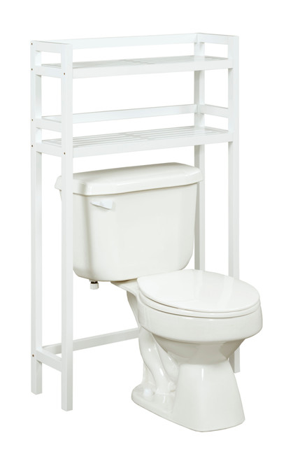 NEWRIDGE HOME 2026-WHT Solid Wood Dunnsville 2-Tier Space Saver for Bathroom Extra Storage