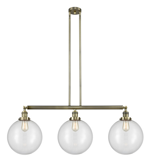 INNOVATIONS LIGHTING 213-AB-G202-12 XX-Large Beacon 3 Light Island Light, Antique Brass