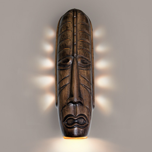 A19 Lighting NT004-DT 1-Light Tribal Mask Wall Sconce Dark Teak