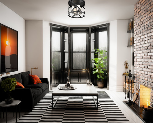 Z-LITE 481F16-MB-BN 4 Light Flush Mount,Matte Black + Brushed Nickel