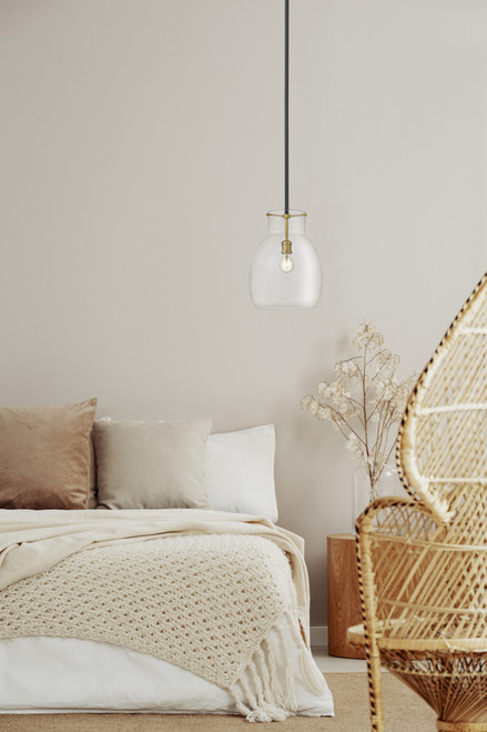 Z-LITE 476P-ROD-MB-OBR 1 Light Mini Pendant,Matte Black + Olde Brass