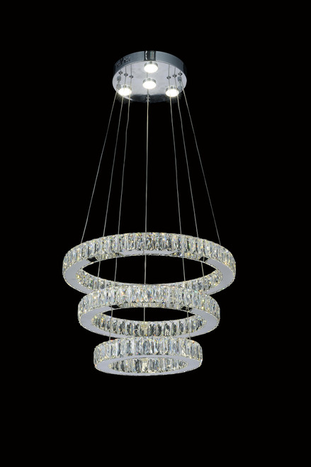 CWI LIGHTING 5635P20ST-3R (Clear) LED  Chandelier with Chrome finish