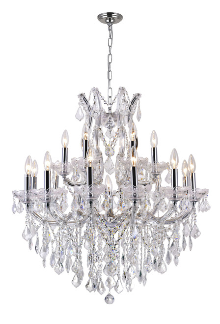 CWI LIGHTING 8311P32C-19 (Clear) 19 Light Up Chandelier with Chrome finish