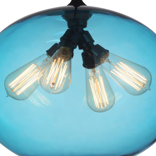 CWI LIGHTING 5553P16 -Blue 4 Light Down Pendant with Transparent Blue finish