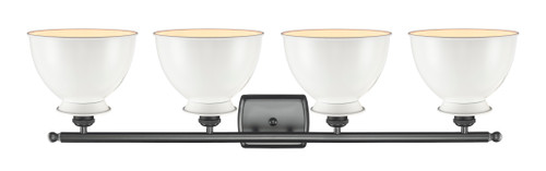 INNOVATIONS LIGHTING 516-4W-BK-M14-W-LED Adirondack 3 Light Bath Vanity Light part of the Ballston Collection INNOVATIONS LIGHTING 516-4W-BK-M14-W-LED Adirondack 3 Light Bath Vanity Light part of the Ballston Collection