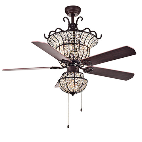 WAREHOUSE OF TIFFANY'S CFL-8154BR Charla 52 in. 4-Light Indoor Bronze Finish Hand Pull Chain Ceiling Fan with Light Kit
